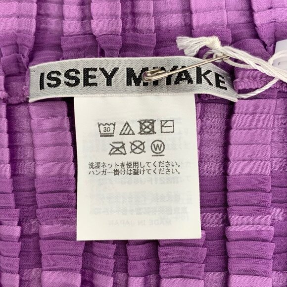 Issey Miyake Purple Pleated Round-Neck Top Size 2 Polyester Made In Japan NWT - Picture 4 of 7